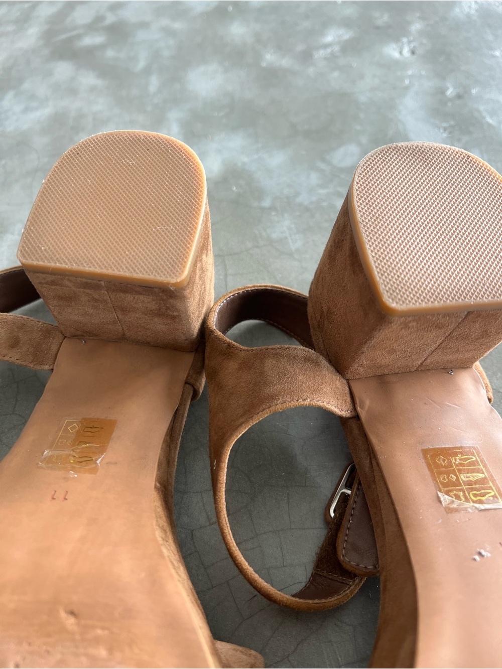 Jeffrey Campbell  Suede Brown Platform Sandals with Gold Horsebit Accent - Picture 5 of 5